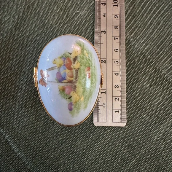Limoges Decorative Blue and Gold Easter Egg Trinket Box - Picture 7 of 8